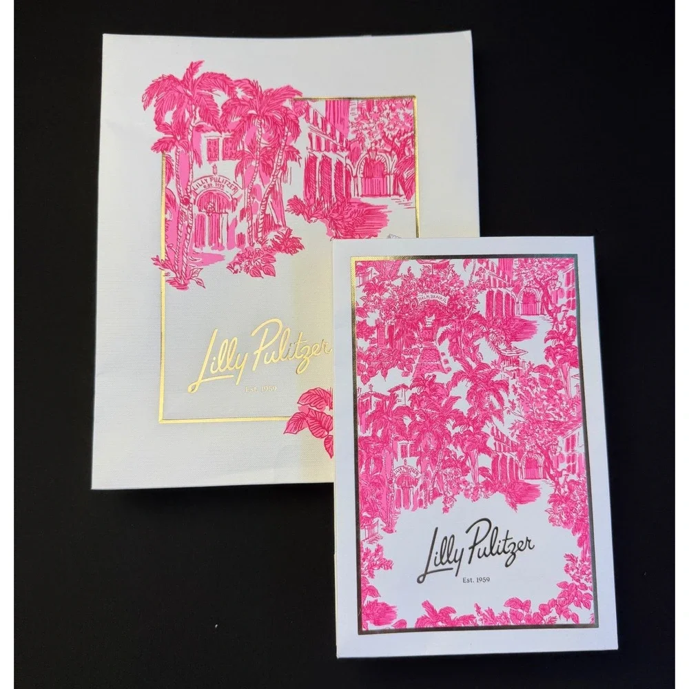 Lilly Pulitzer Pink Palm Gift Bag Set of 2 Small Med Boutique Tote Paper Resort
